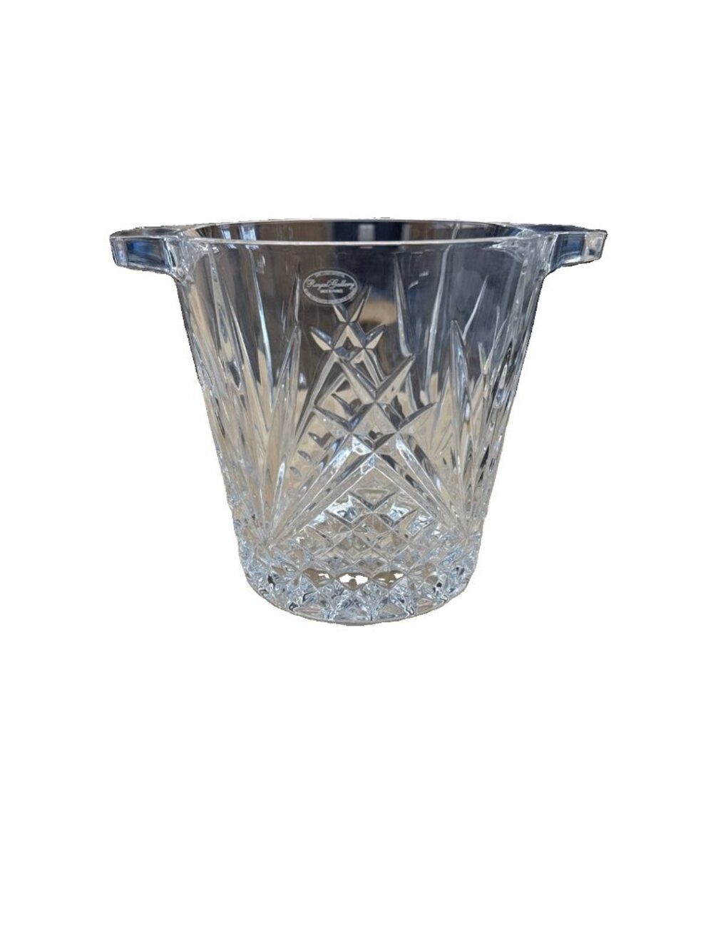 Royal Gallery France 24% Lead Crystal Champagne Cooler Ice Bucket Handles Box